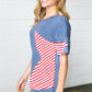 Red Striped Star Detail French Terry Patriotic Top