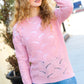 Give Joy Pink Pointelle Shoulder Lace Knit Sweater