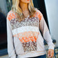 Taupe & Rust Animal Print Stripe Hoodie Top
