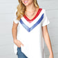 Patriotic Sequin V Neck French Terry Top