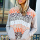 Taupe & Rust Animal Print Stripe Hoodie Top