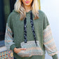Slouchy Olive Hacci Corded Vintage Chevron Hoodie