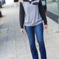 Charcoal & Grey Color Block Rib Button Down Top