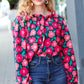 Your Best Days Magenta & Hunter Green Floral Print Frill Neck Top