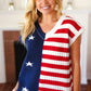 Stars & Stripes Americana V Neck Dolman Sweater Top