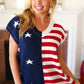 Stars & Stripes Americana V Neck Dolman Sweater Top