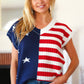 Stars & Stripes Americana V Neck Dolman Sweater Top