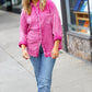 Magenta Washed Cotton Gauze Button Down Shirt