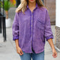 Violet Washed Cotton Gauze Button Down Shirt