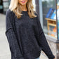 Stay Awhile Charcoal Drop Shoulder Melange Sweater