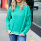 Chic Pursuits Kelly Green Chenille Raw Seam Mock Neck Sweater