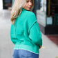 Chic Pursuits Kelly Green Chenille Raw Seam Mock Neck Sweater