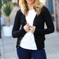 Day On The Town Black Snap Button Rib Detail Cardigan