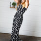 Black Abstract Wave Button Jumpsuit