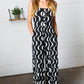 Black Abstract Wave Button Jumpsuit