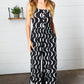 Black Abstract Wave Button Jumpsuit