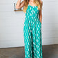 Kelly Green Abstract Wave Button Jumpsuit