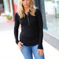 Black Baby Waffle Snap Button Down Long Sleeve Top