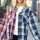 All Put Together Rust/Charcoal Plaid Colorblock Hoodie Shacket