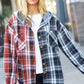 All Put Together Rust/Charcoal Plaid Colorblock Hoodie Shacket