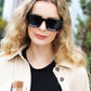 Black Thick Frame Rectangle Sunglasses