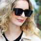 Black Thick Frame Rectangle Sunglasses