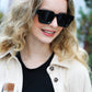 Black Thick Frame Rectangle Sunglasses