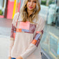 Beige Patchwork Print Kangaroo Pocket Hoodie