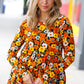 Rust Flat Floral Tiered Babydoll Top