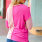 Pink/Blush Checkerboard Outseam Colorblock Sweater Top