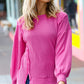 Magenta Mineral Wash Rib Knit Pullover Top