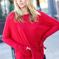 Going My Way Red Hacci Dolman Pocketed Sweater Top
