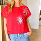 Light Me Up Red Sequin Firework Dolman Top