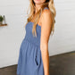 Dusty Blue Terry Smocked Tank Top Baggy Shorts Romper