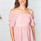 Mauve Eyelet Puff Sleeve Babydoll Top