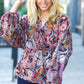 Feeling Elegant Black & Rust Paisley Surplice Peplum Top