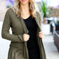Olive Green Face the Day Two-Tone Ruffle Cardigan
