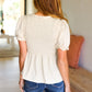 All For You Taupe Smocked Peplum Puff Sleeve Top