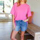 Perfectly Poised Hot Pink Cut Edge French Terry Top