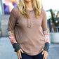 All For You Taupe Thermal Button Down Colorblock Top