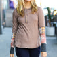 All For You Taupe Thermal Button Down Colorblock Top