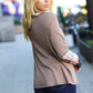 All For You Taupe Thermal Button Down Colorblock Top
