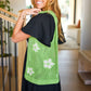 Green Floral Crochet Tote Bag