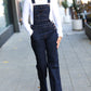 Just For You Dark Denim High Waist Wide Leg Overalls