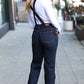 Just For You Dark Denim High Waist Wide Leg Overalls