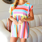 Best In Bold Multicolor Stripe Thermal Ruffle Sleeve Babydoll Top