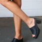 Black Monica Faux Leather Wide Strap Platform Sandal