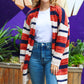All Put Together Rust & Navy Striped Pocketed Cardigan