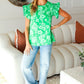All The Frills Kelly Green Floral Smocked Ruffle Sleeve Top