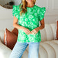 All The Frills Kelly Green Floral Smocked Ruffle Sleeve Top